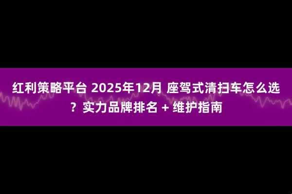 红利策略平台 2025年12月 座驾式清扫车怎么选？实力品牌排名 + 维护指南